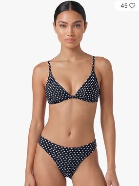 Polka Dot Black Triangle Bikini Set - Women's Swim